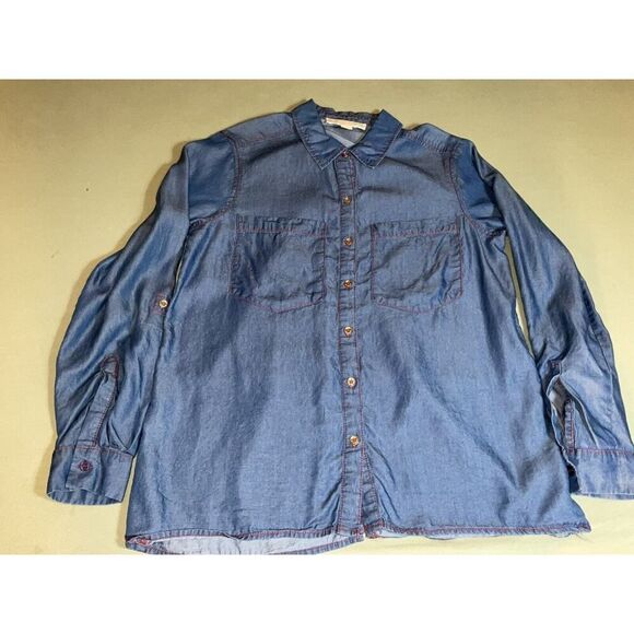 Michael Kors Womens Button Up Denim Long Sleeve Shirt Size 4 - Picture 7 of 9